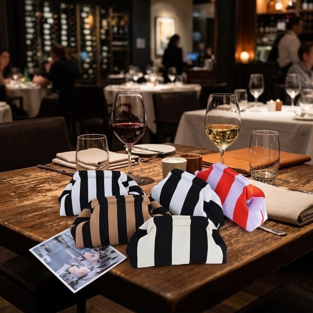 Black and White Stripe Clutch