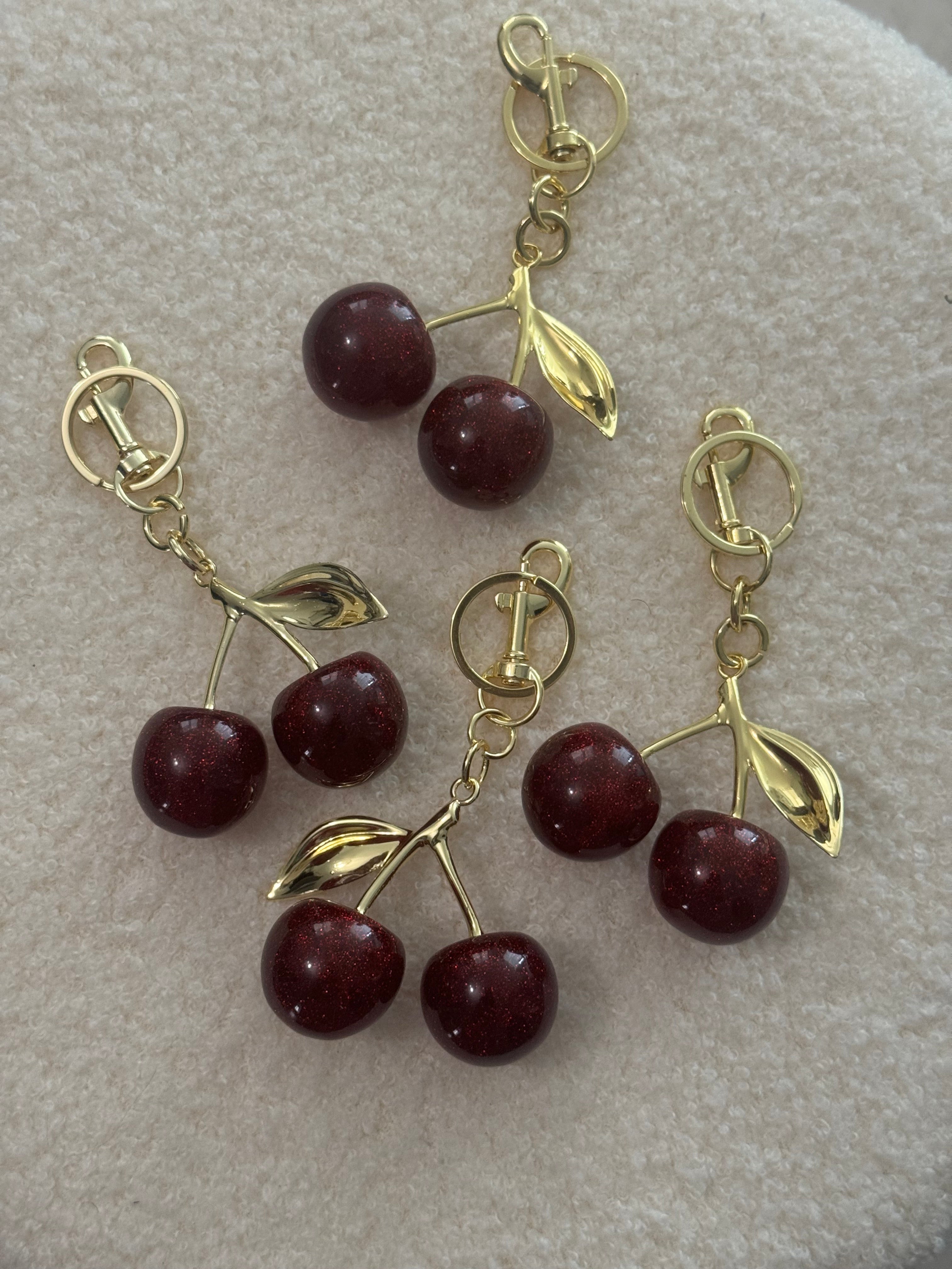 Cherry Sparkle Bag Charm & Keychain 🍒✨