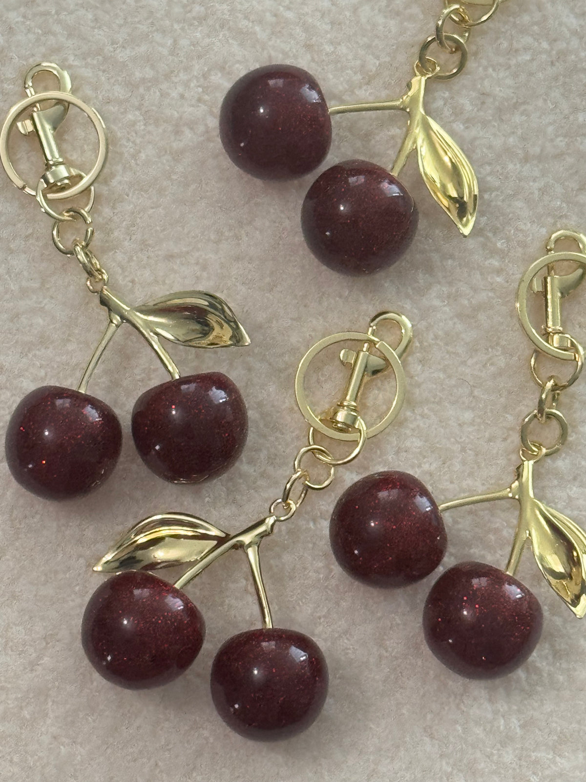 Cherry Sparkle Bag Charm & Keychain 🍒✨