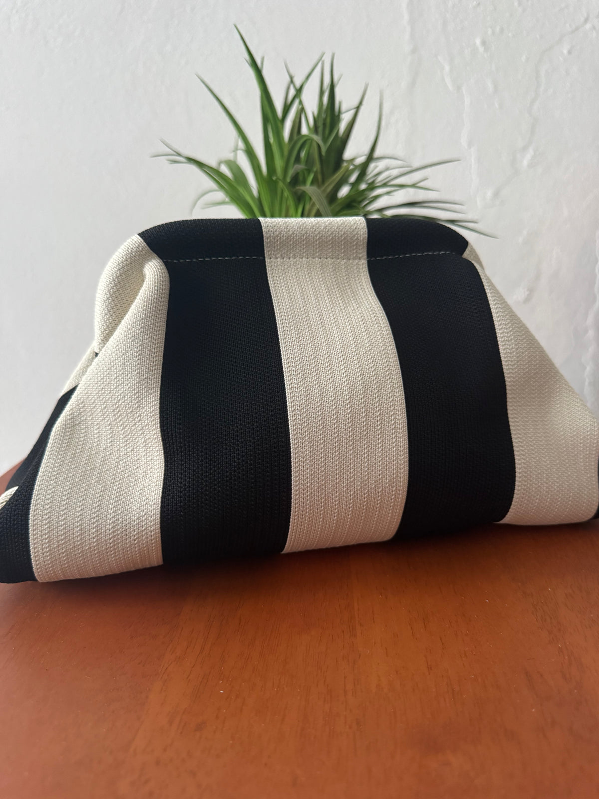 Black and White Stripe Clutch