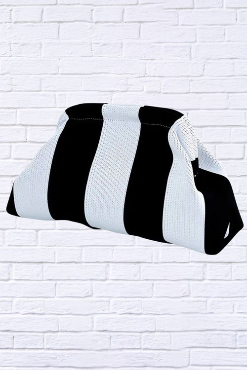 Black and White Stripe Clutch
